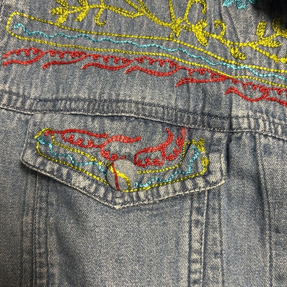 Vintage Country Wear Casuals Lorree G. Star Denim Jacket With Embroidery Size PL - Picture 5 of 15